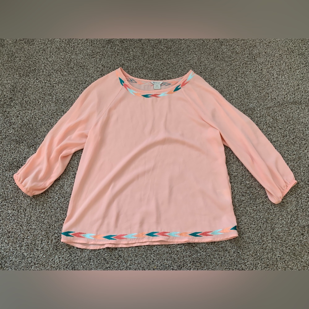 Ariat Light Salmon 3/4 Sleeve Length Blouse
